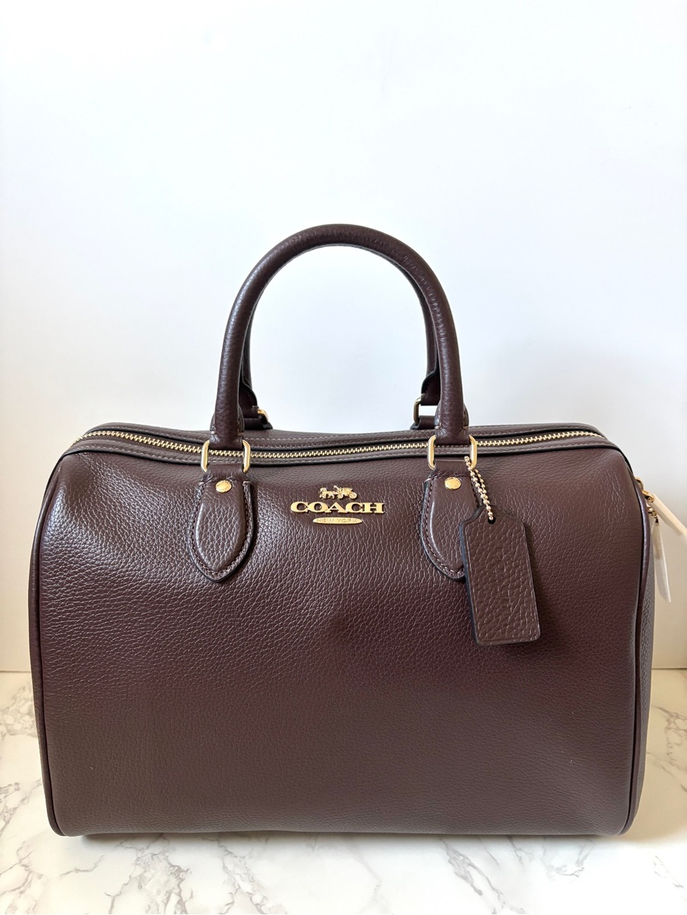 New Coach Large Rowan Satchel Handbag in Maple Leather Slouchy